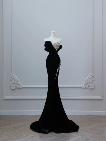 Mermaid Sweetheart Black Long Prom Dresses Evening Gowns S3873 HZ0628